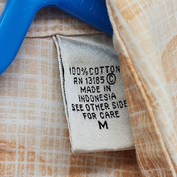 Moda Campia Moda Shirt Mens M Orange White Floral Cotton Short Sleeve Button Up - Picture 5 of 9